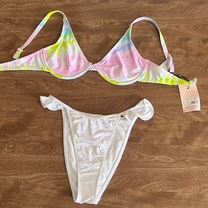 Missguided Bikini - Tie Dye Underwire Top/ High Leg Bottoms